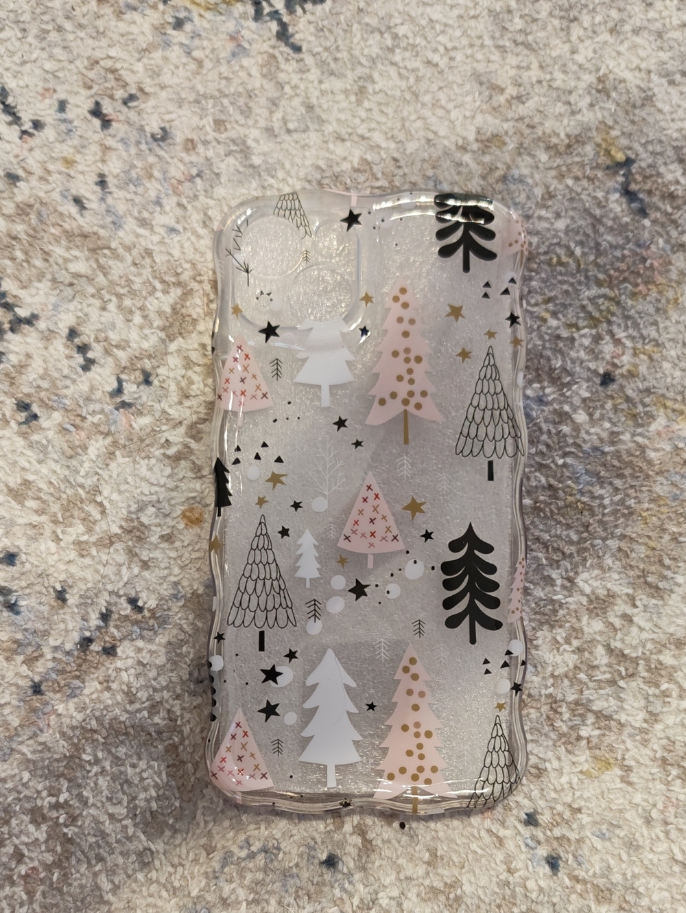 iPhone 13 Clear Glitter Christmas Tree Phone Case Holiday Winter